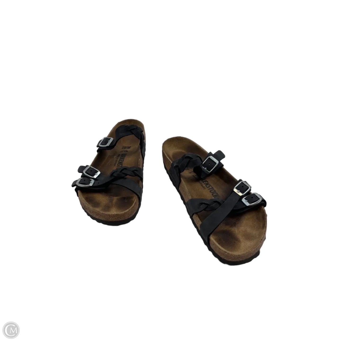 Sandals Flats By Birkenstock In Black & Brown, Size: 8