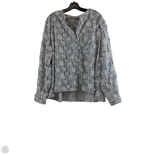 Top Long Sleeve By Pilcro In Blue & White, Size: Xl