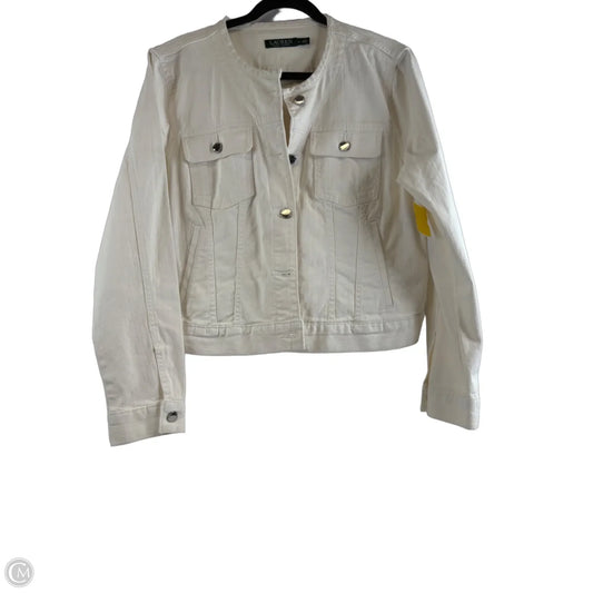 Jacket Denim By Lauren By Ralph Lauren In White Denim, Size: Xl