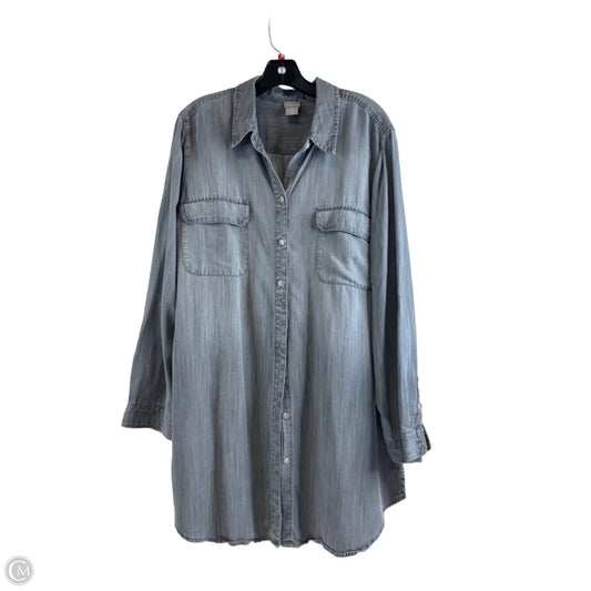 Top Long Sleeve By Chicos In Grey, Size: Xl