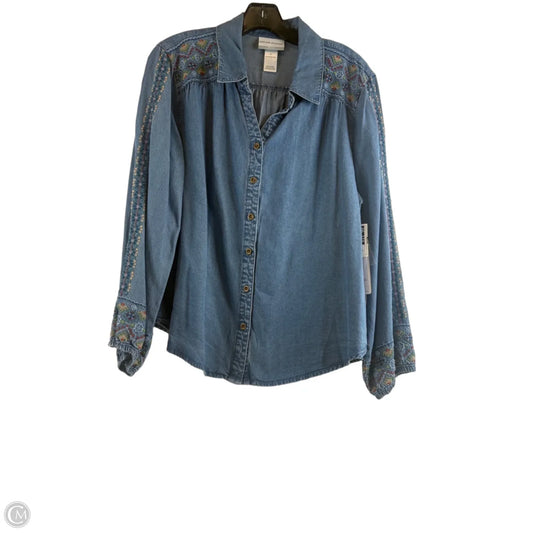 Top Long Sleeve By Alfred Dunner In Blue Denim, Size: Lp