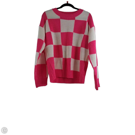 Sweater By Jess Lea In Pink & White, Size: L