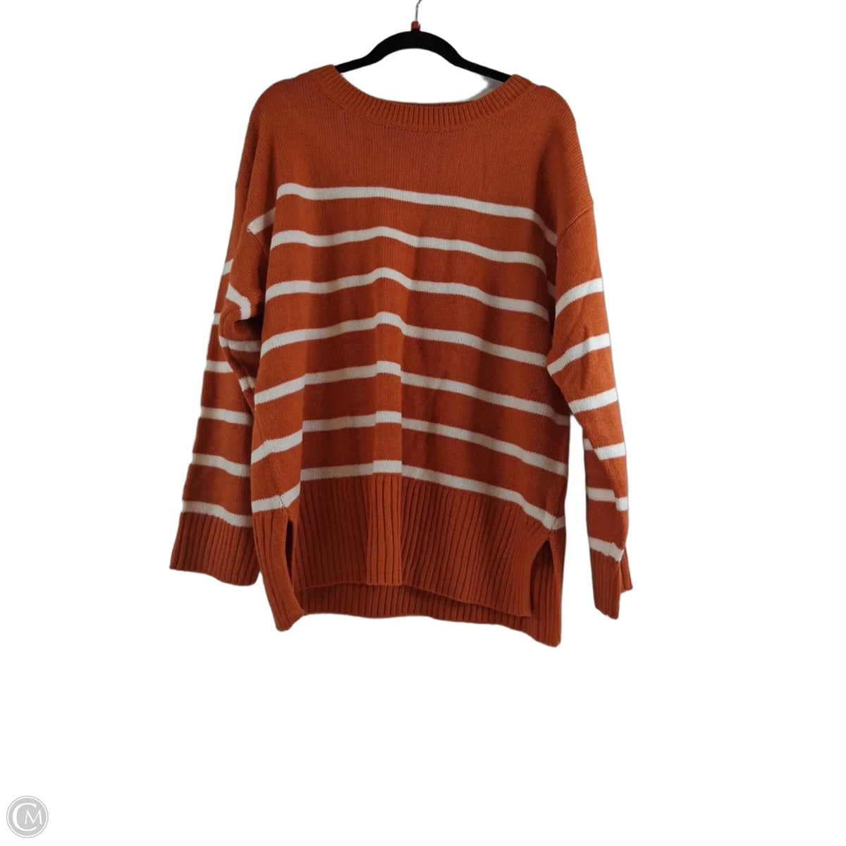 Sweater By Haptics In Orange & White, Size: L