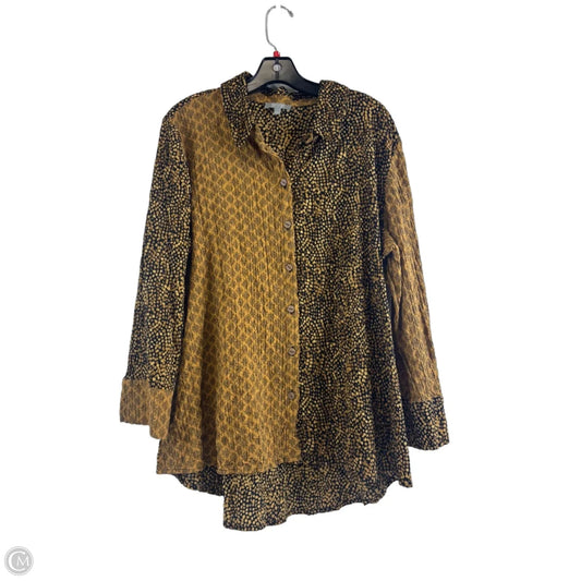 Top Long Sleeve By Habitat In Black & Tan, Size: L