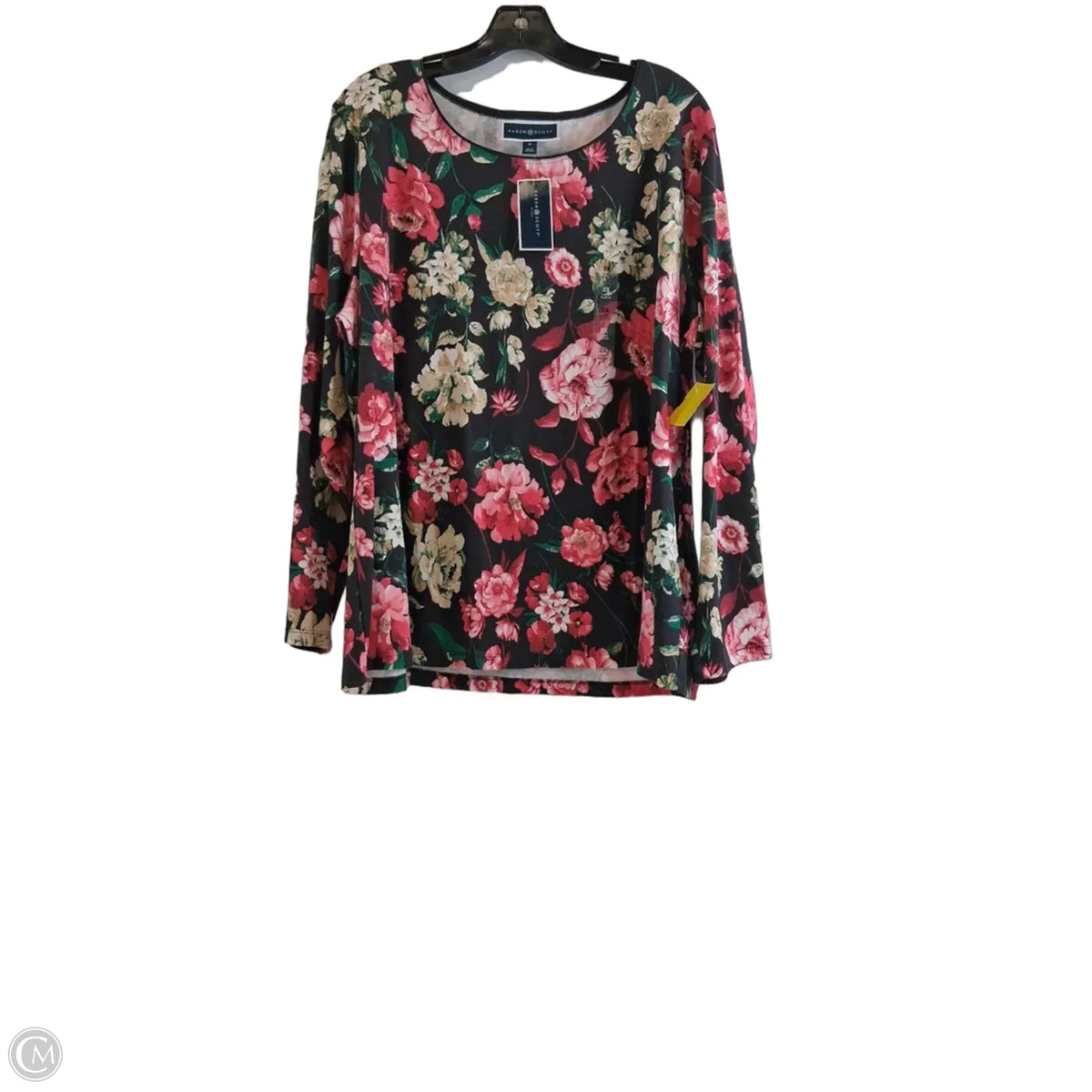 Top Long Sleeve Basic By Karen Scott In Floral Print, Size: 2x