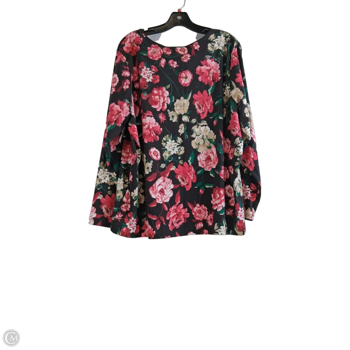 Top Long Sleeve Basic By Karen Scott In Floral Print, Size: 2x