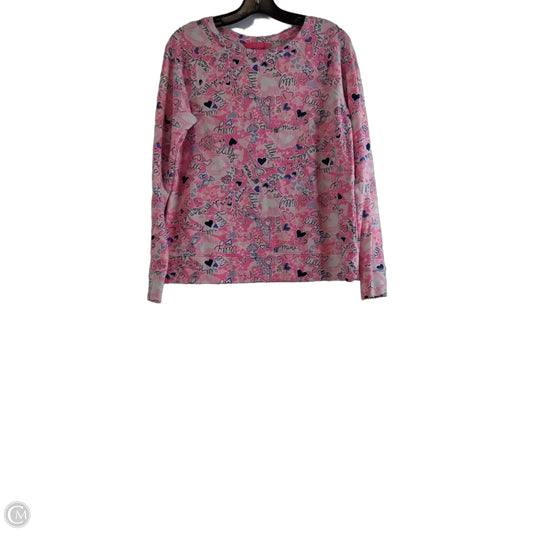 Top Long Sleeve Designer By Lilly Pulitzer In Pink & White, Size: M