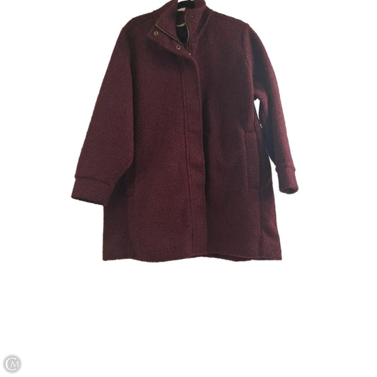 Coat Faux Fur & Sherpa By Lands End In Maroon, Size: 1x