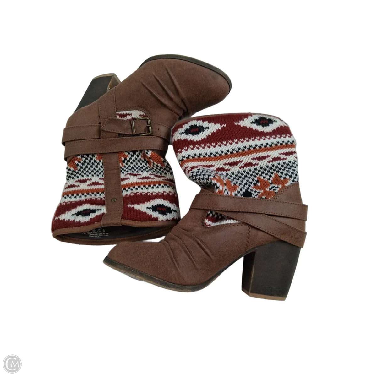 Boots Ankle Heels By Route 66 In Brown & Red, Size: 7