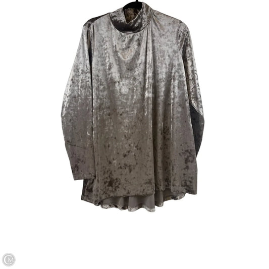 Top Long Sleeve By Isaac Mizrahi Live Qvc In Taupe, Size: 1x