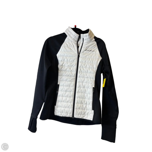Jacket Puffer & Quilted By Eddie Bauer In Black & White, Size: M