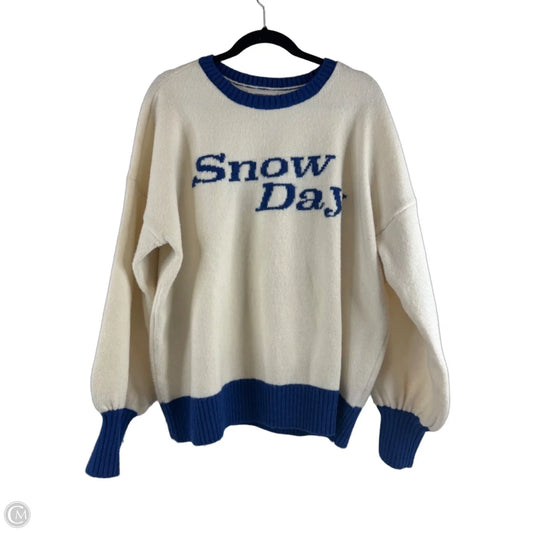 Sweater By Lands End In Blue & Cream, Size: Xl