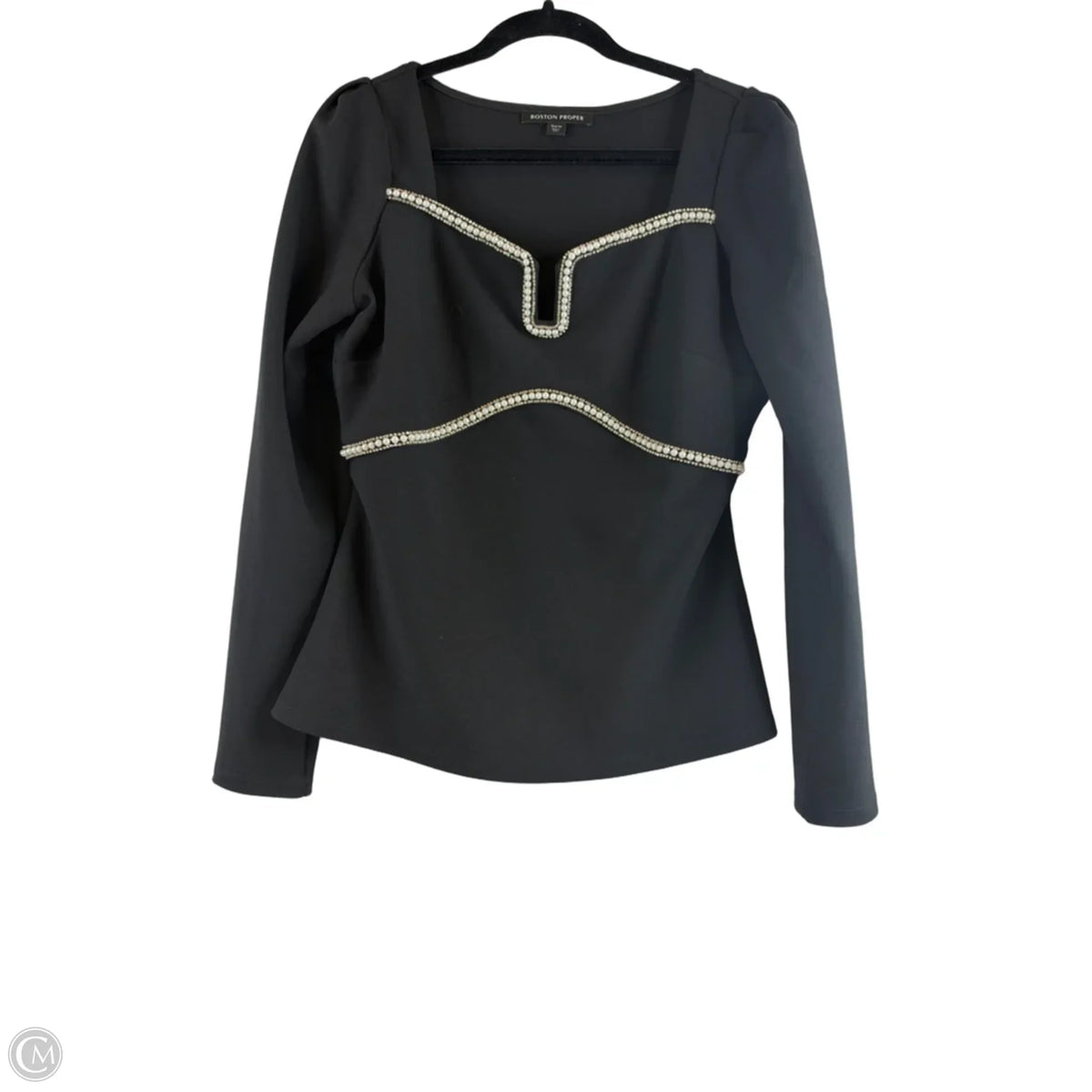 Top Long Sleeve By Boston Proper In Black & White, Size: M