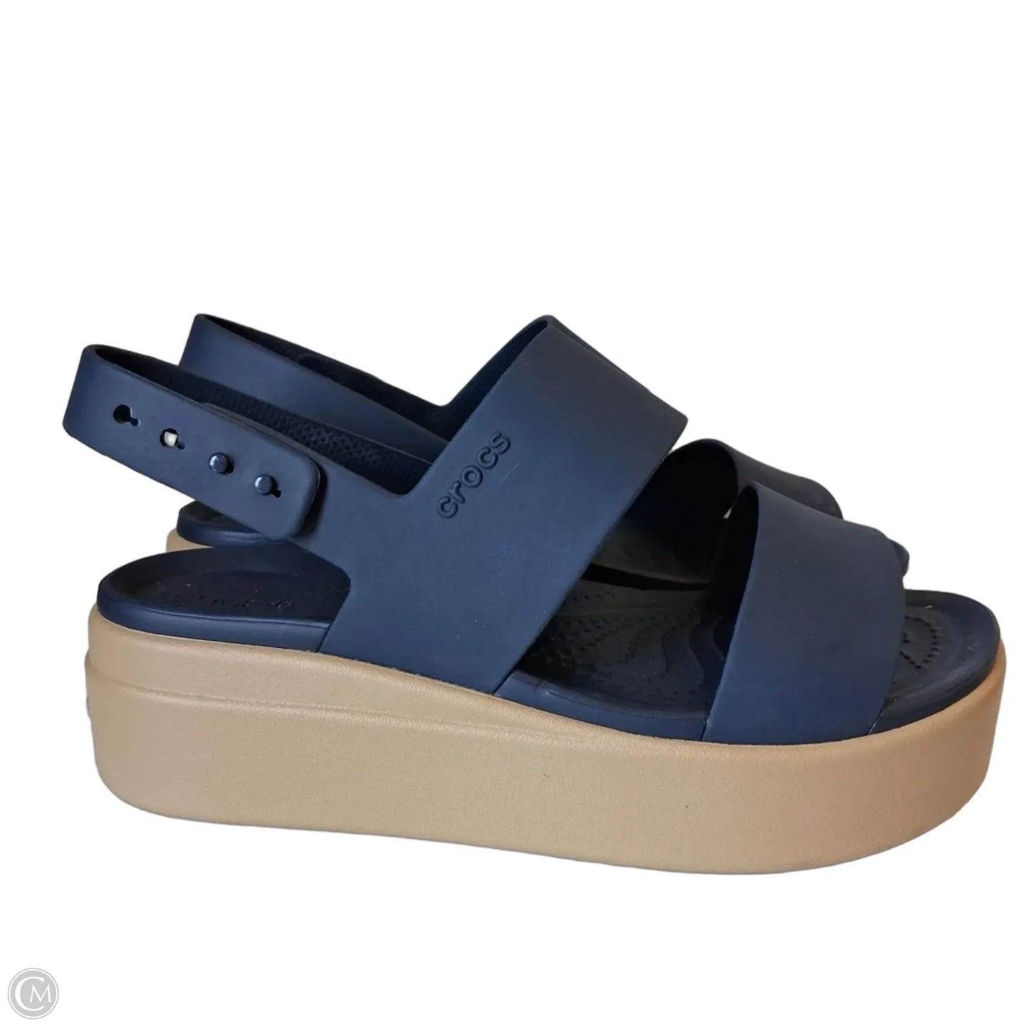 Sandals Heels Platform By Crocs In Blue, Size: 6