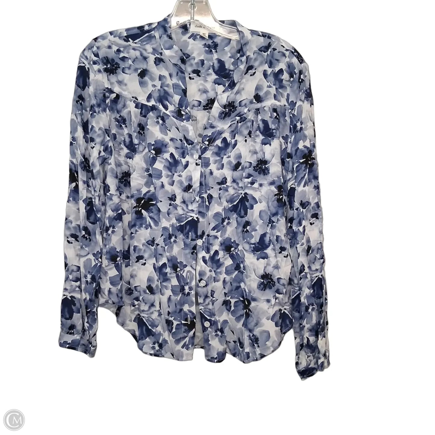 Top Long Sleeve By Cloth & Stone In Blue & White, Size: M