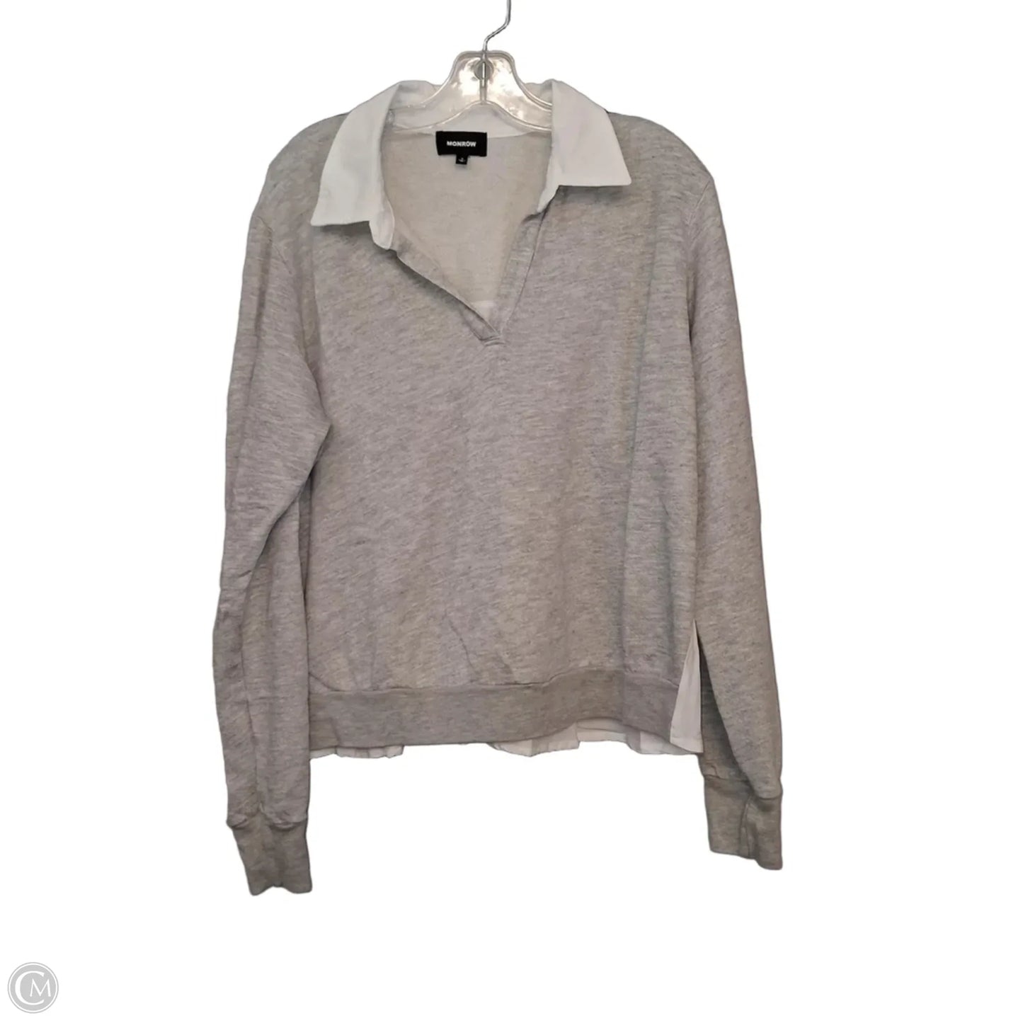 Sweatshirt Collar By Monrow In Grey & White, Size: S