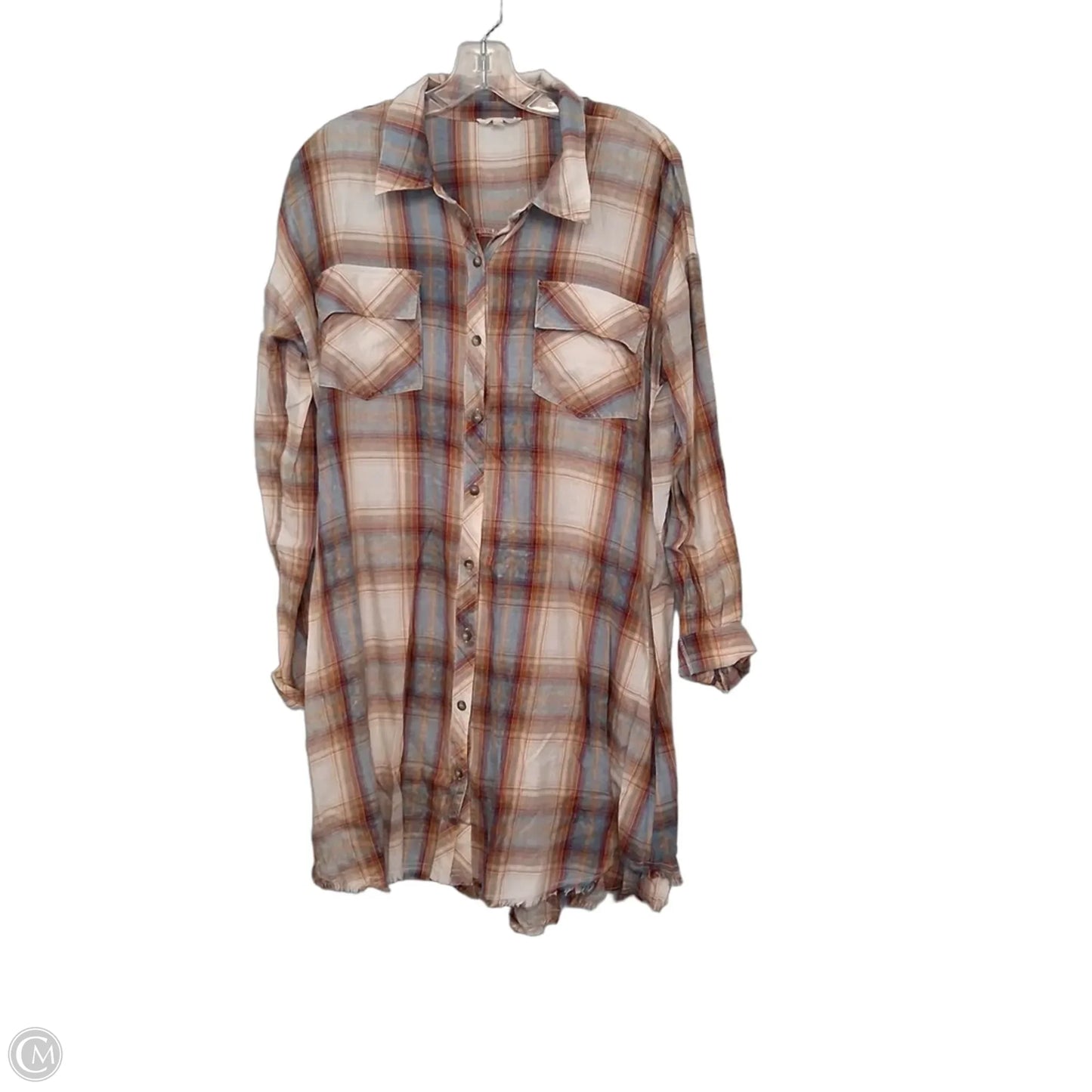 Tunic Long Sleeve By Mystree In Plaid Pattern, Size: M
