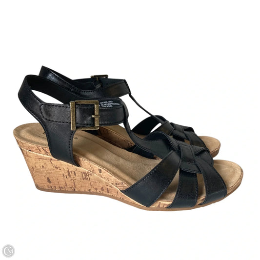 Sandals Heels Wedge By Boc In Black & Tan, Size: 9