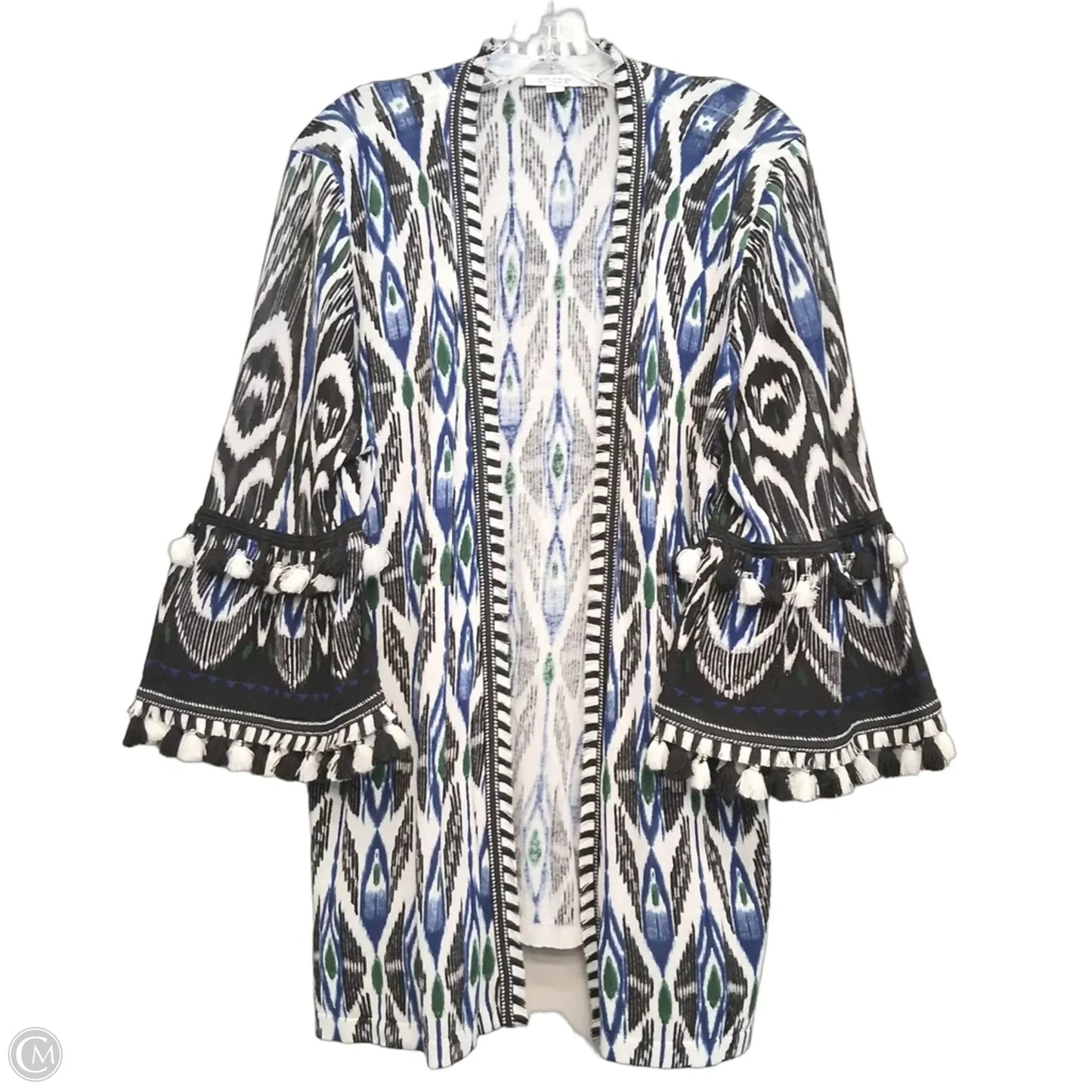 Sweater Cardigan By Chicos In Black & Blue, Size: Xl