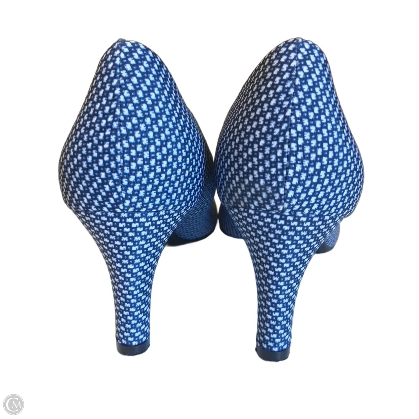 Shoes Heels Kitten By Abella In Blue & White, Size: 8.5