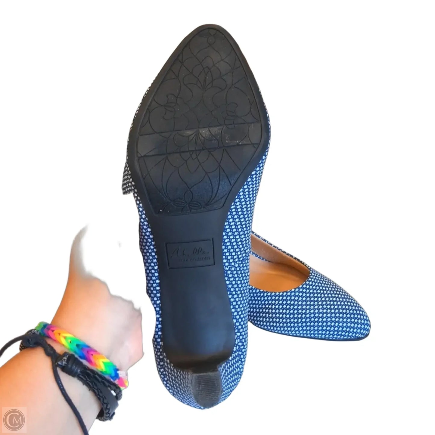 Shoes Heels Kitten By Abella In Blue & White, Size: 8.5