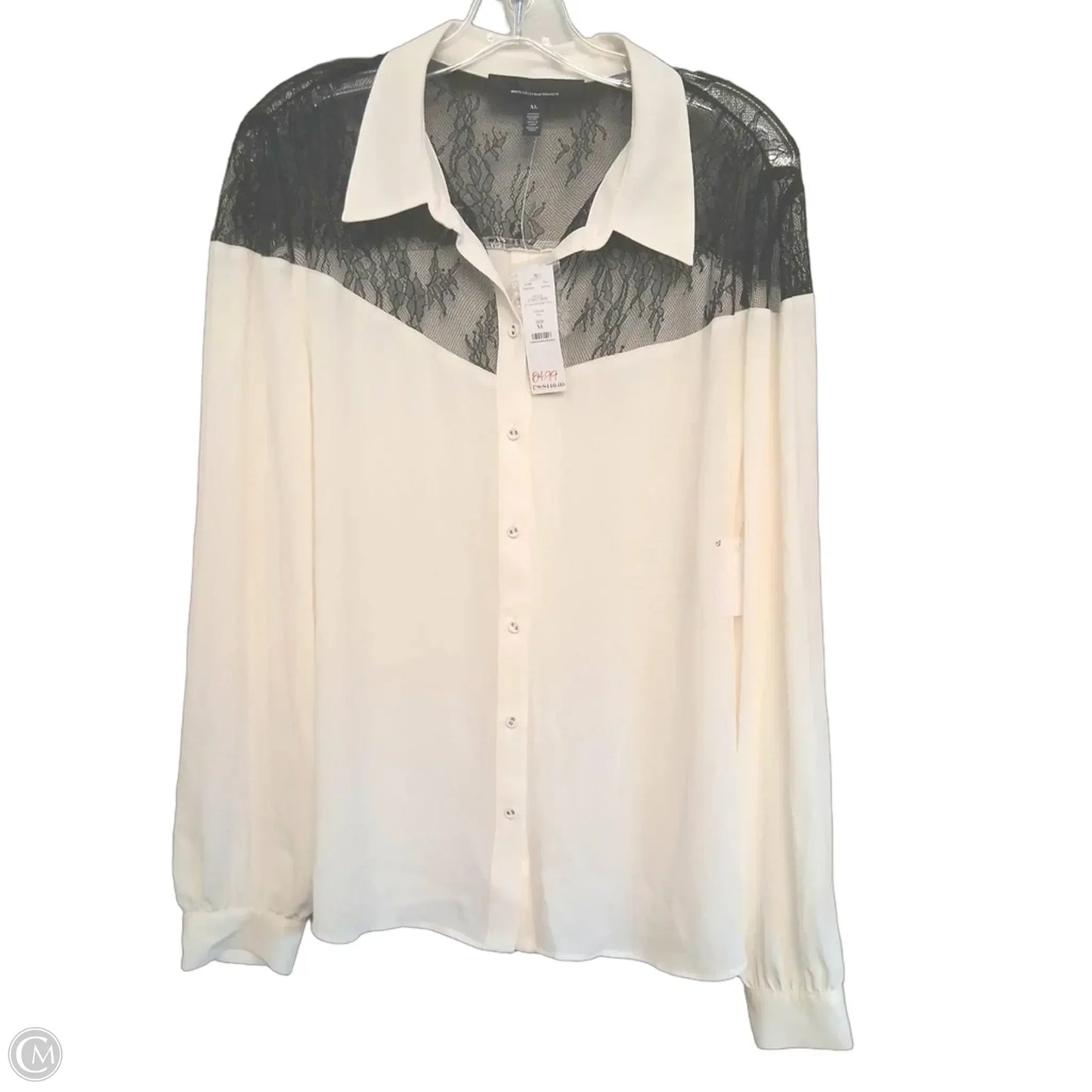Top Long Sleeve By White House Black Market In Black & White, Size: Xl