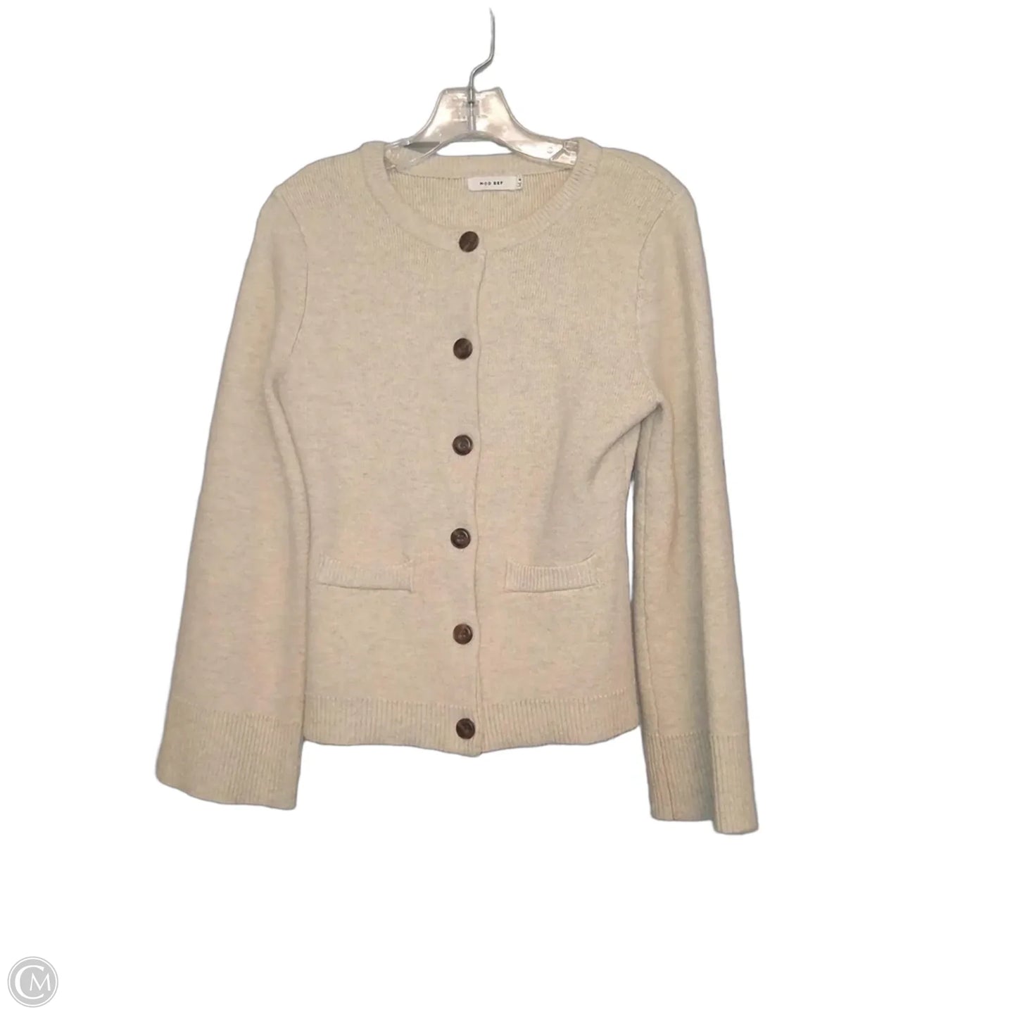 Sweater Cardigan By Mod Ref In Beige, Size: M