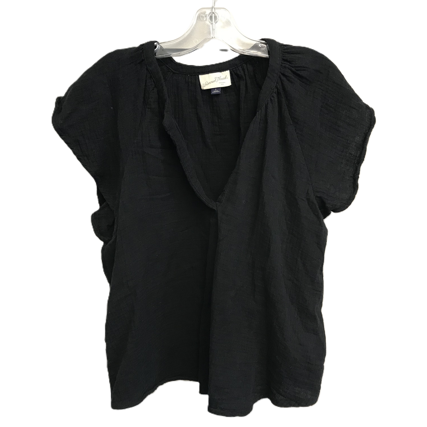 Black Top Short Sleeve By Universal Thread, Size: L