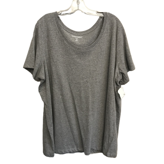 Grey Top Short Sleeve Basic By Woman Within, Size: 1x