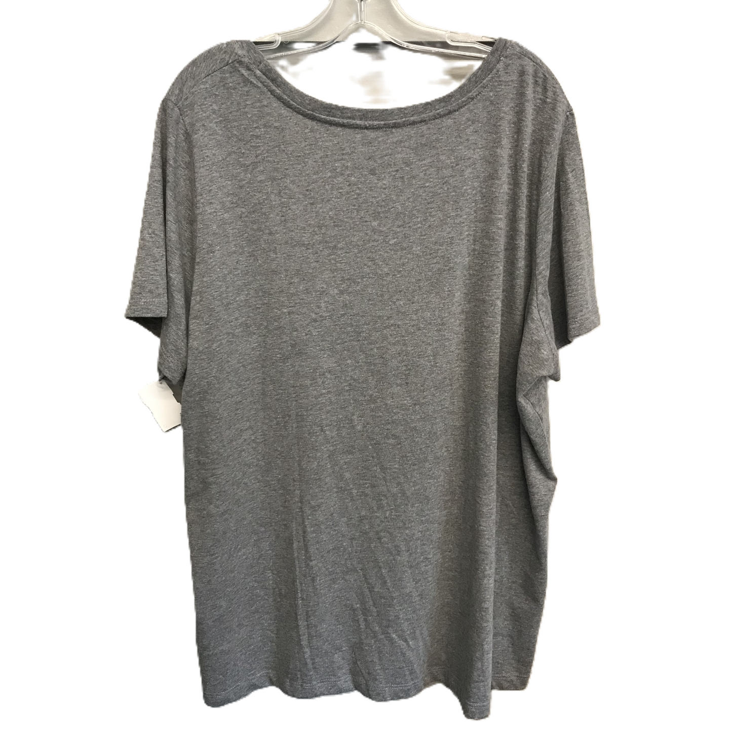 Grey Top Short Sleeve Basic By Woman Within, Size: 1x