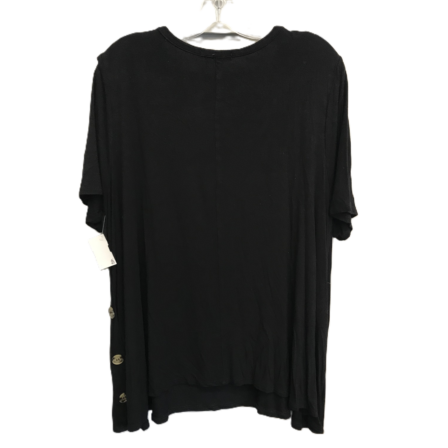 Black Top Short Sleeve Basic By Kim & Cami, Size: 2x