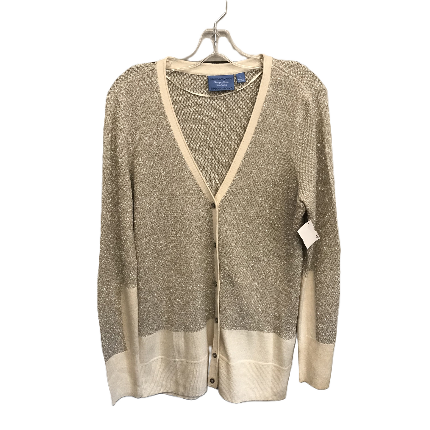 Tan Sweater Cardigan By Simply Vera, Size: Xl