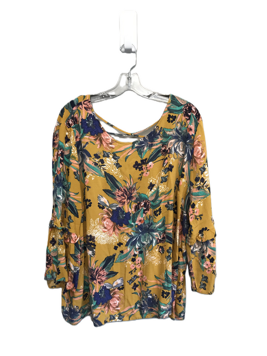 Floral Print Top Long Sleeve By Ava & Viv, Size: 4x