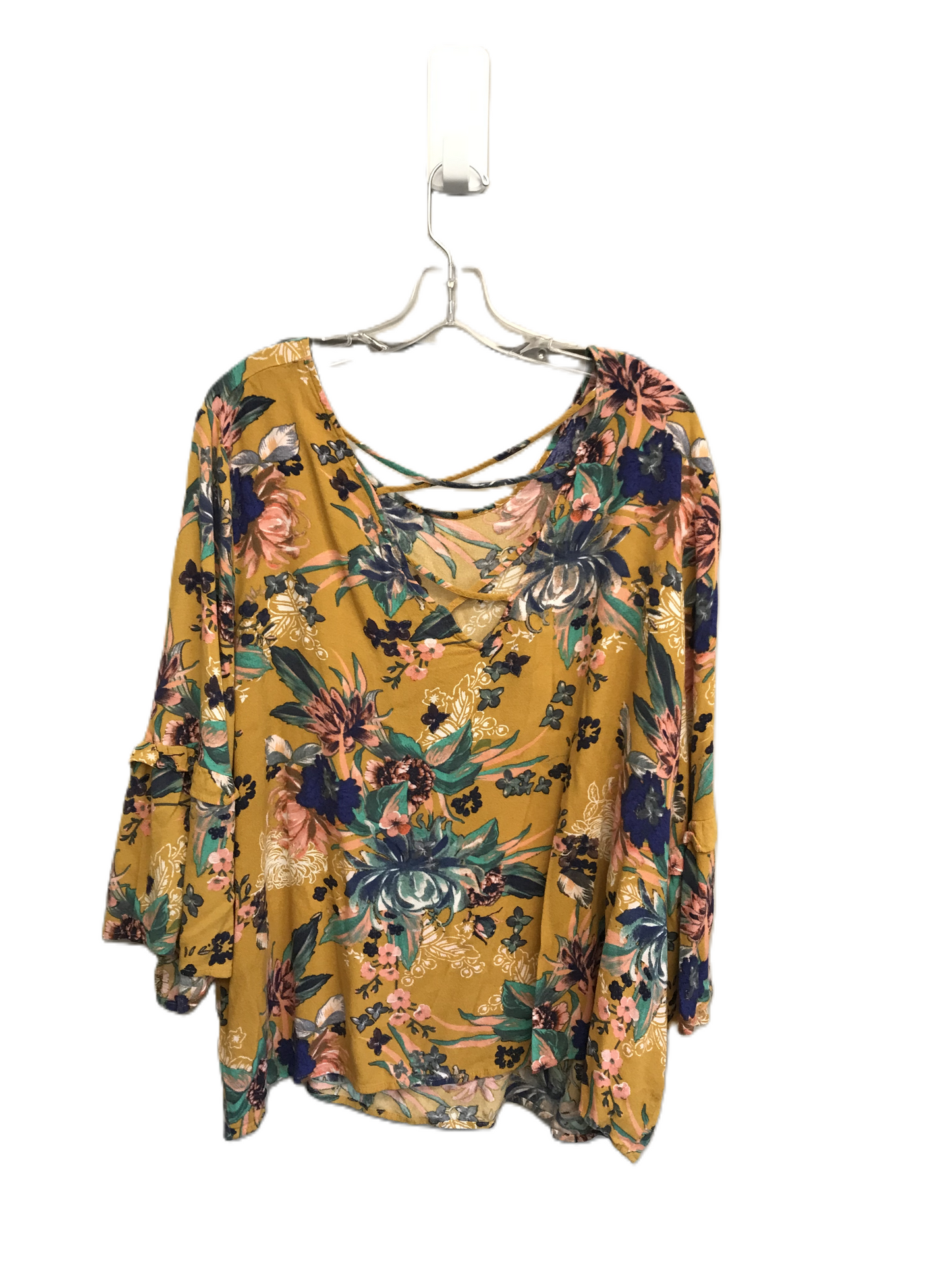 Floral Print Top Long Sleeve By Ava & Viv, Size: 4x