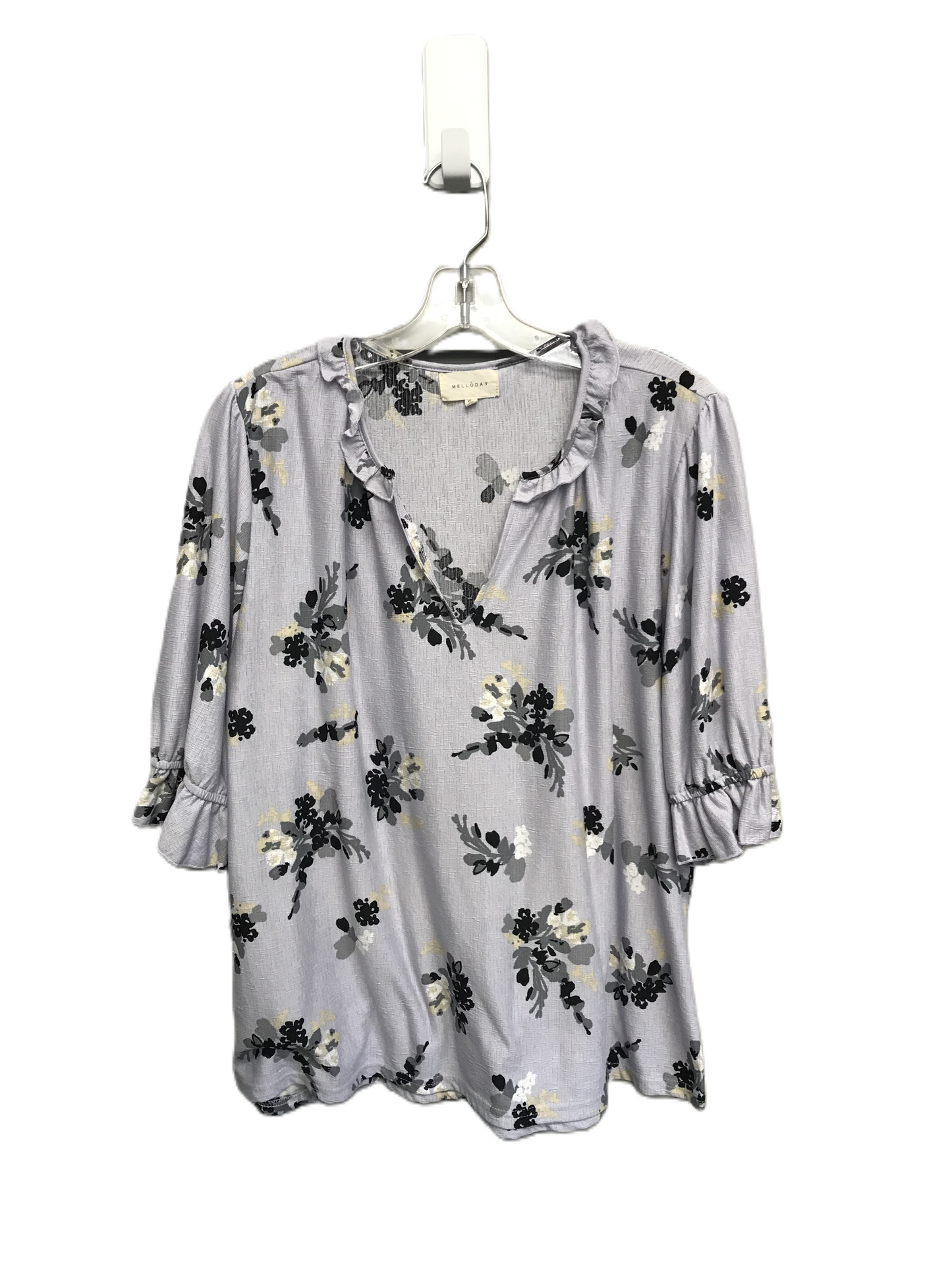 Floral Print Top Short Sleeve By Melloday, Size: Xl