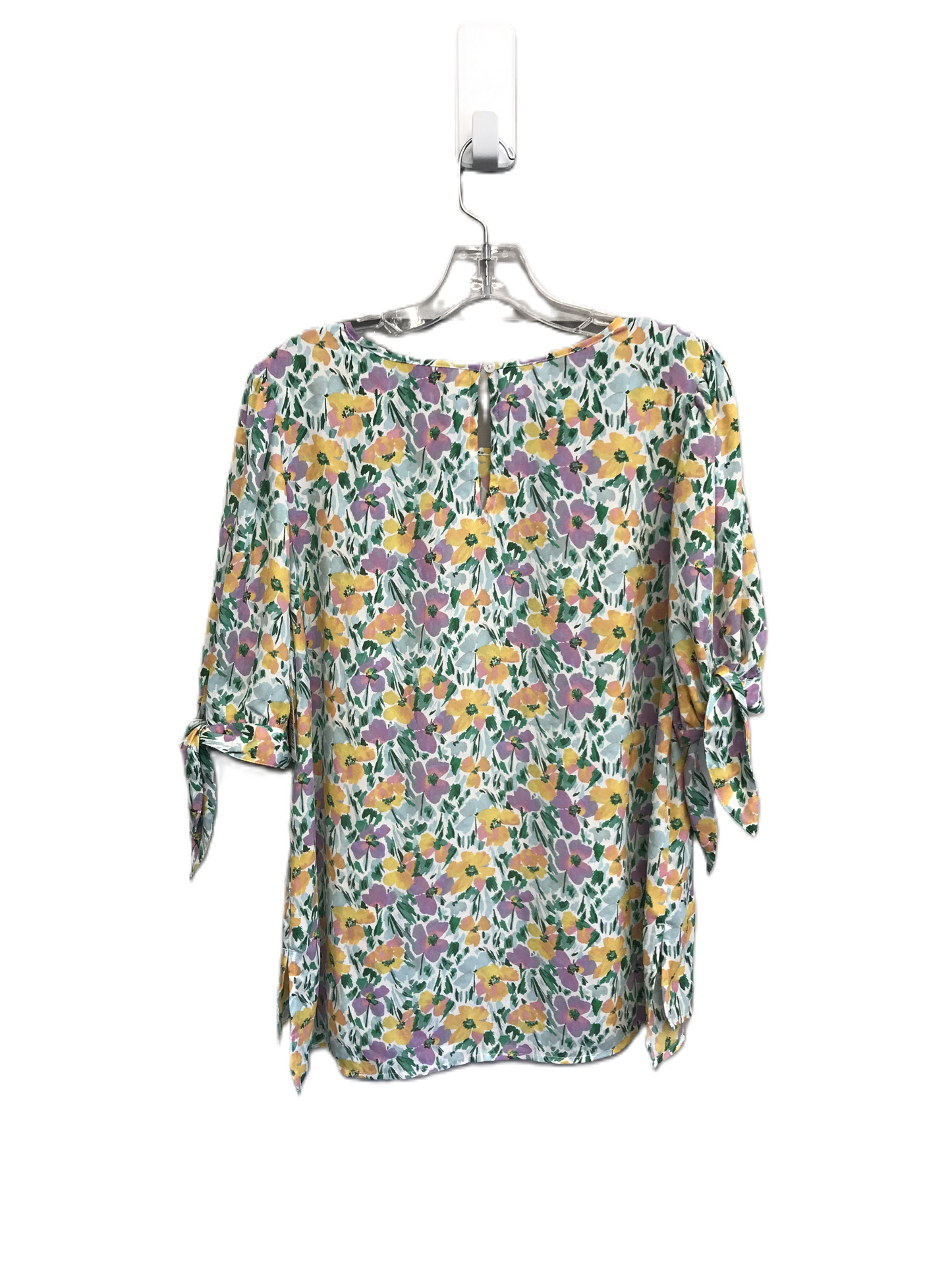 Floral Print Top Short Sleeve By Banana Republic, Size: L