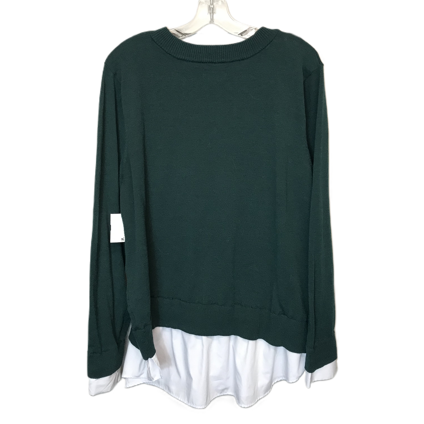 Sweater By Croft And Barrow In Green & White, Size: 2x