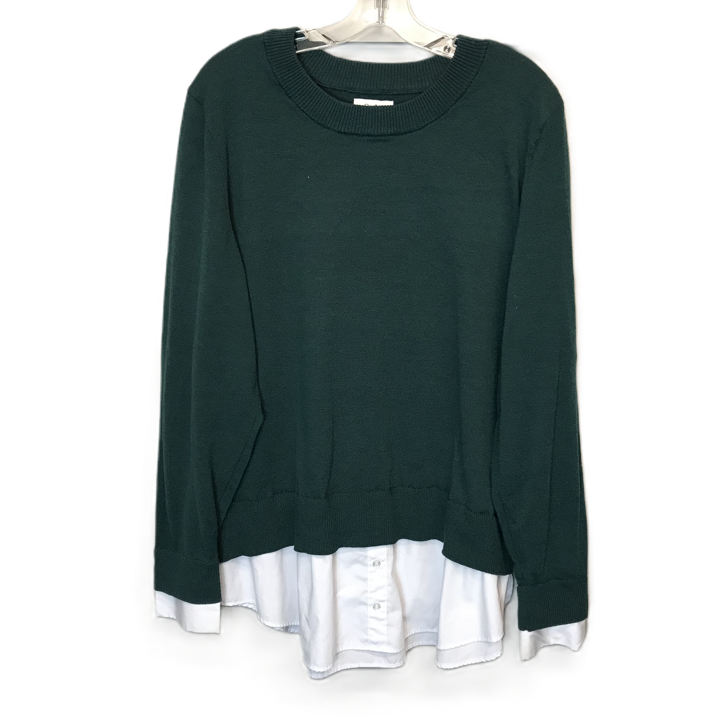 Sweater By Croft And Barrow In Green & White, Size: 2x