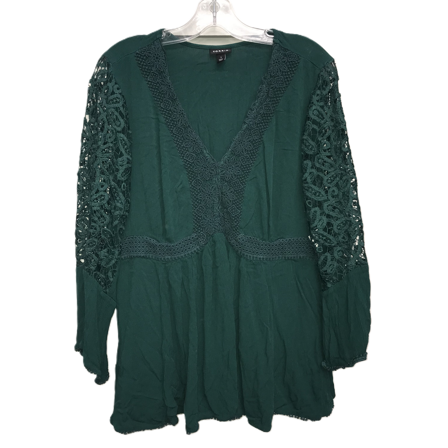 Top Long Sleeve By Torrid In Green, Size: 1x