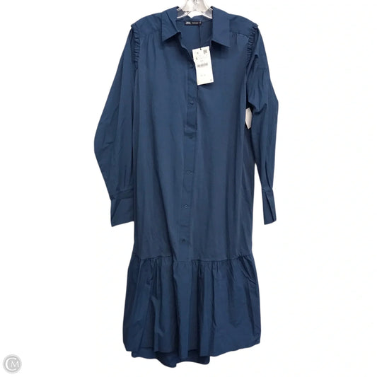 Dress Casual Midi By Zara In Blue, Size: S