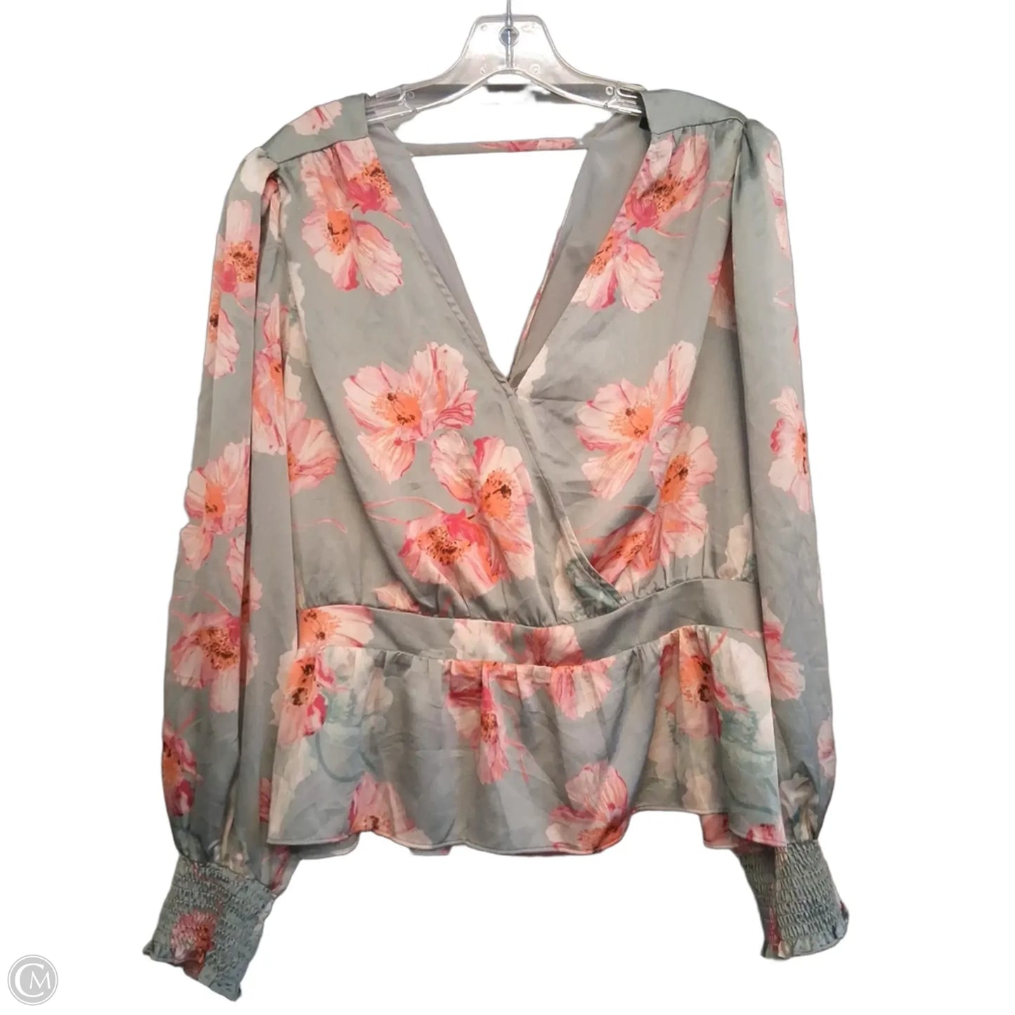 Top Long Sleeve By Express In Grey & Pink, Size: Xl