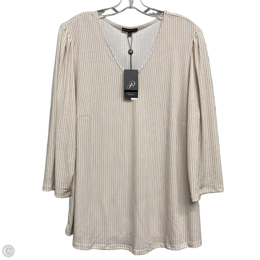 Top Long Sleeve By Adrianna Papell In Black & Tan, Size: 2x