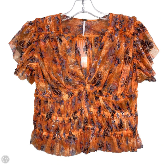 Top Short Sleeve By Free People In Orange, Size: M