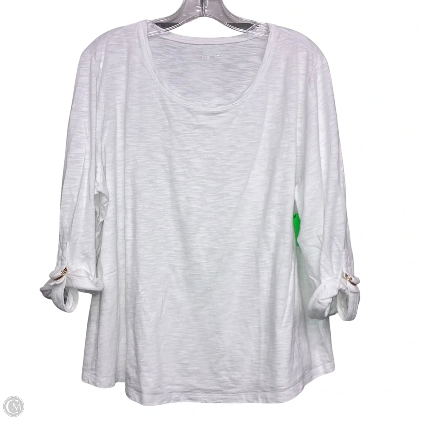 Top 3/4 Sleeve Basic By Chicos In White, Size: Xl