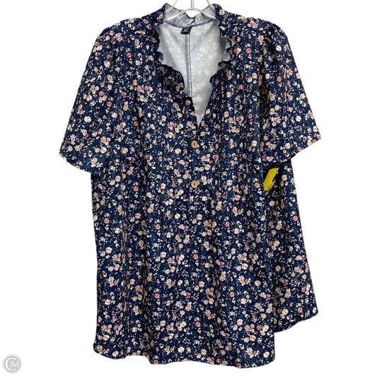 Top Short Sleeve By Shein In Floral Print, Size: 3x