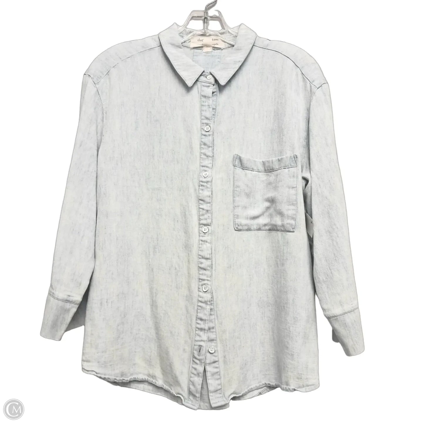 Top Long Sleeve Basic By Cloth & Stone In Blue Denim, Size: L