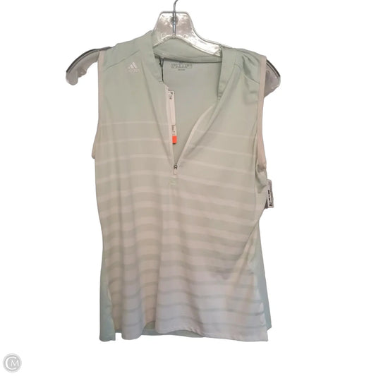 Athletic Tank Top By Adidas In Green & White, Size: M