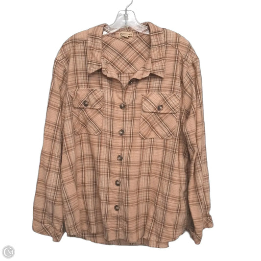 Top Long Sleeve By Democracy In Plaid Pattern, Size: Xl