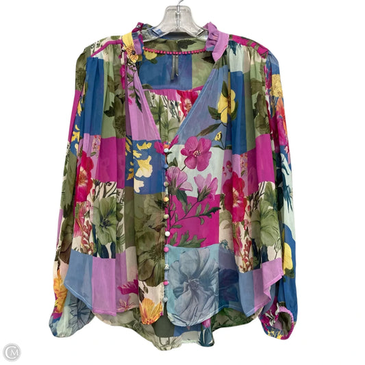 Top Long Sleeve By Anthropologie In Floral Print, Size: Xs