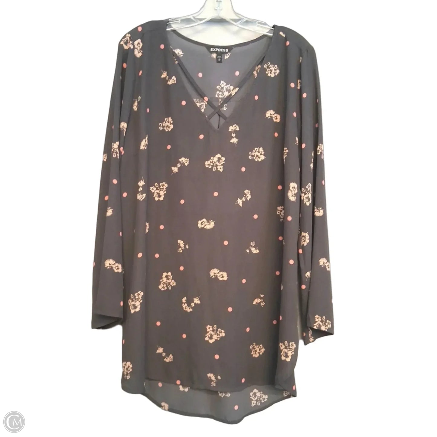 Top Long Sleeve By Express In Grey, Size: Xl